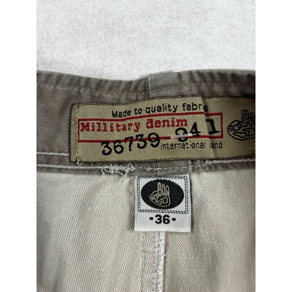 Military Denim Shorts Mens 35x12‎ Khaki Cargo Y2K Pockets